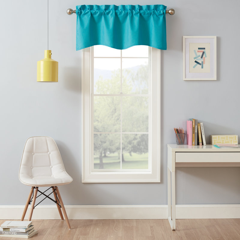 Turquoise Scalloped Rod Pocket Energy Efficient Valance