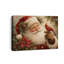 Funny Santa Cardinal Wall Art Christmas Canvas Print Framed 8 x 10 Inch Classic Santa Holding a Red Cardinal with Poinsettias, Traditional Holiday Decor for Living Room Bedroom Entryway