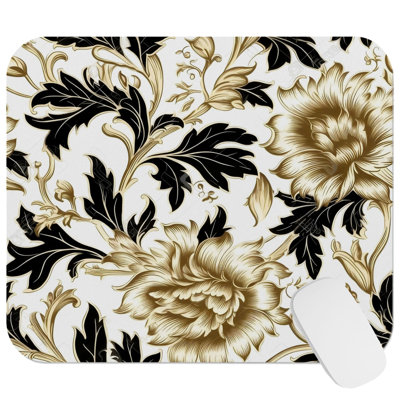 Floral Flowers and Leaves VI Modern Gaming Cute Office Laptop Desk Pad Gift Mat Square Rectangle Non-Slip Mousepad