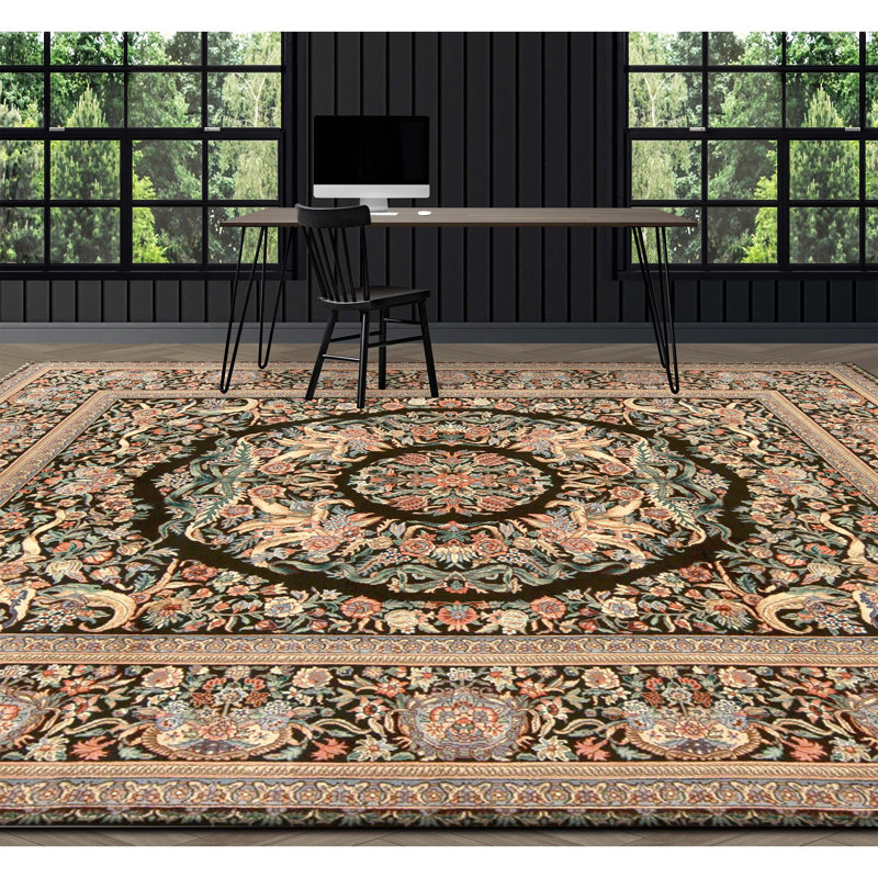Hand Knotted Wool Oriental Area Rug in Black