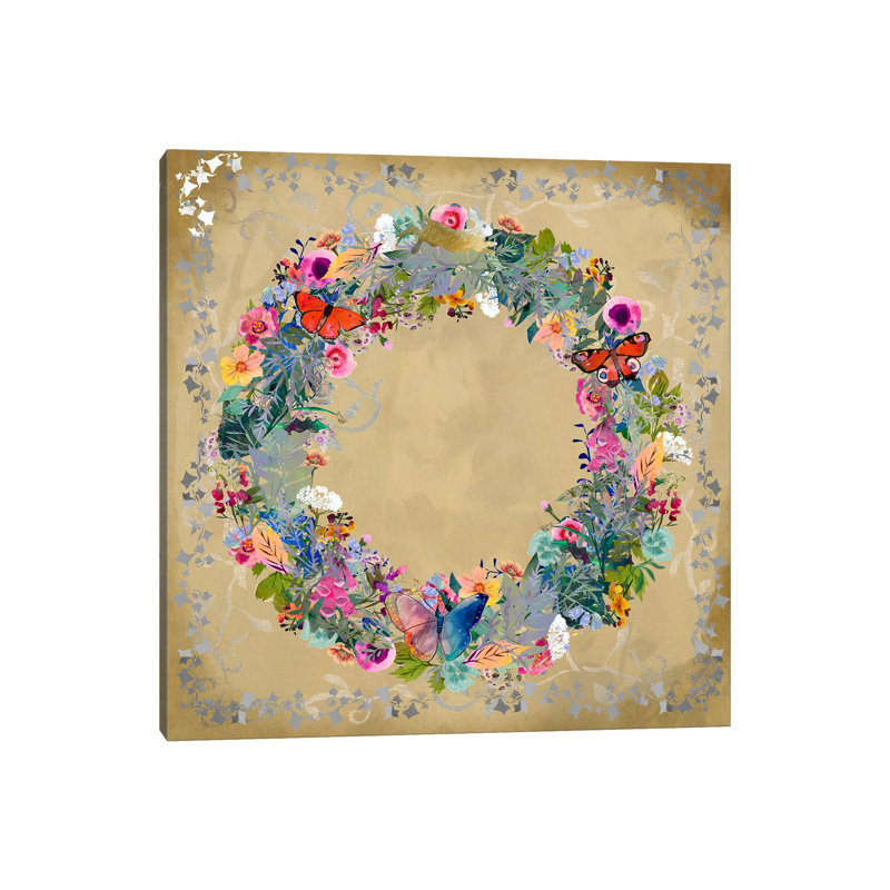 Cercle de fleurs - reproduction d'art murale - toile tendue