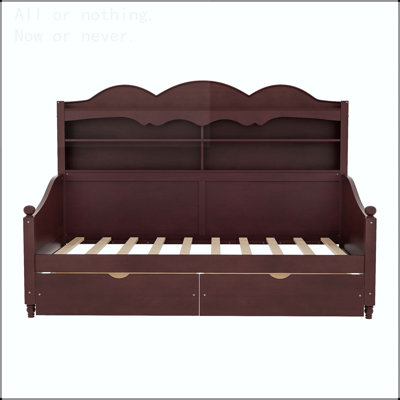 Twin Daybed with Storage Drawers and Headboard Shelving