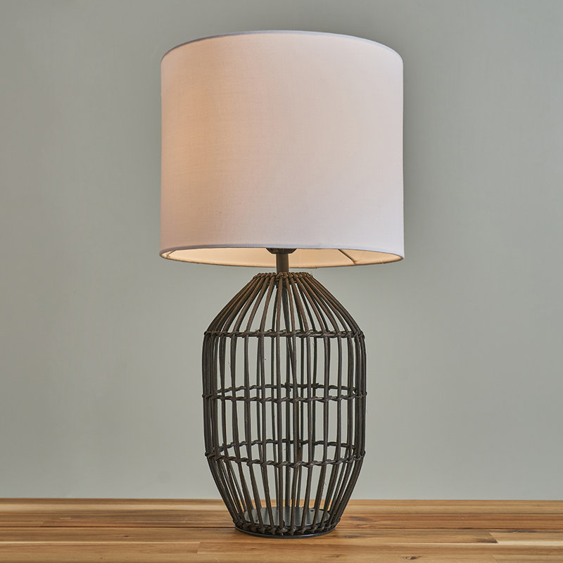 Tonnele Wicker/Rattan Table Lamp, Shade White