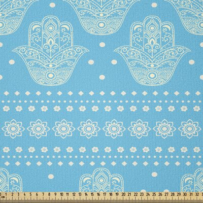 Hamsa Fabric By The Yard, Theme Hamsa Hands Geometric And Floral Pattern Evil Eye Protection -  East Urban Home, 74E9A99CEDFC422AA15815D6C3C80E7C