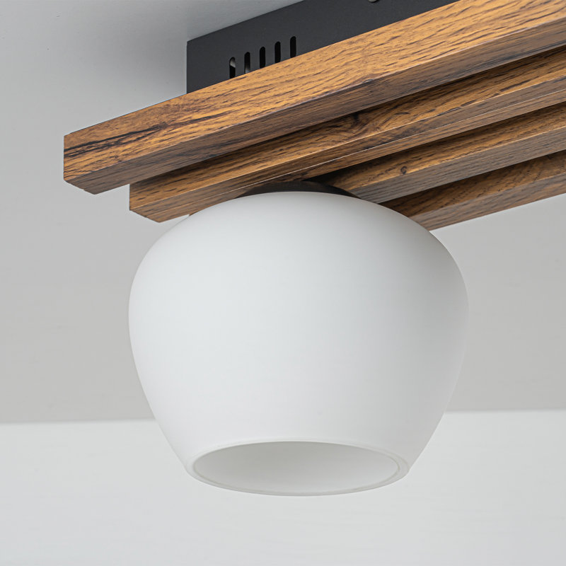 3-Light Wood Flush Mount