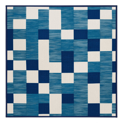 Machine Washable Checkered Blue Area Rug