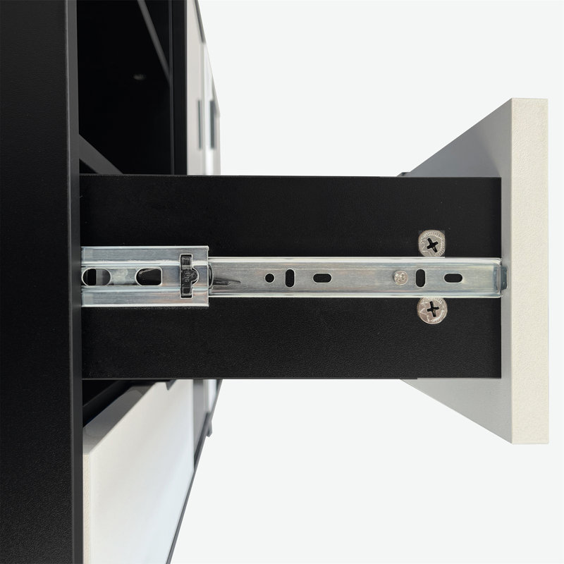 Armoire de rangement à deux portes avec plusieurs compartiments, Noir / blanc