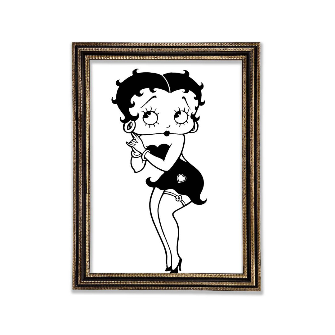 Betty Boop Love Heart Gerahmter Druck