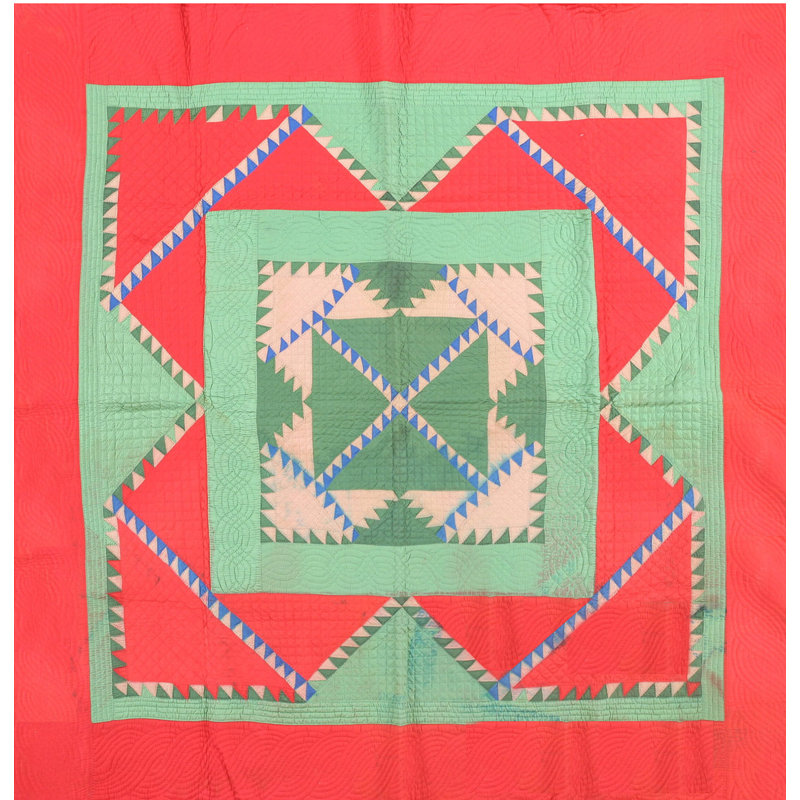 Antique Quilt America Coral 1920s Rug