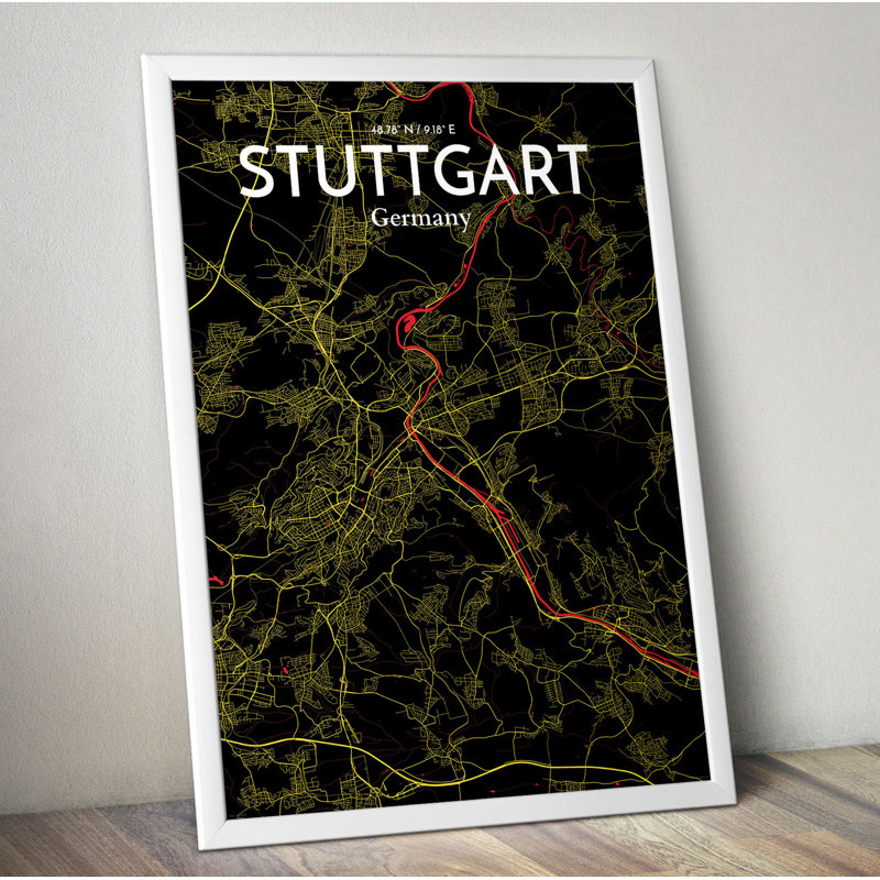 Stuttgart City Map - No Frame Print, 61cm H x 45.7cm W x 0.1cm D