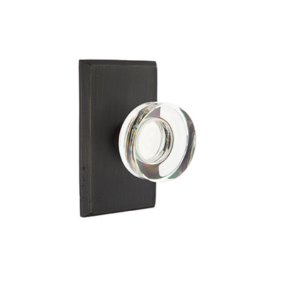 Ensemble de faux boutons Emtek avec rosette n ° 3 et bouton de verre moderne