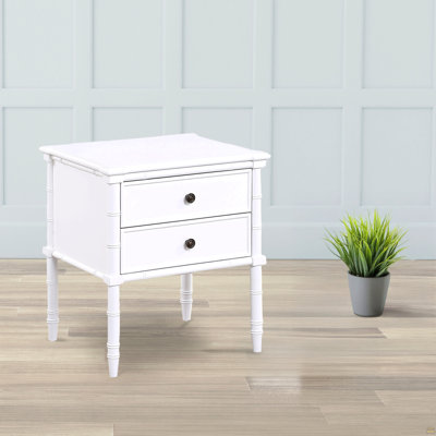 Table de chevet 2 tiroirs Emmett - Blanc