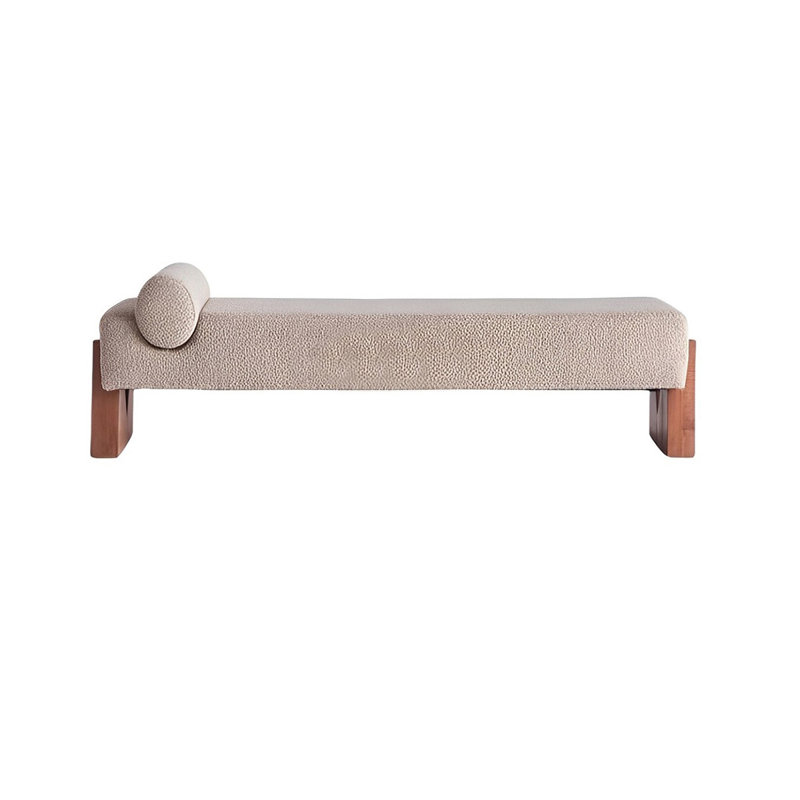 Banc rembourré en mélange de polyester Nilan, H 17,71 po x l 62,99 po x P 19,68 po, Café
