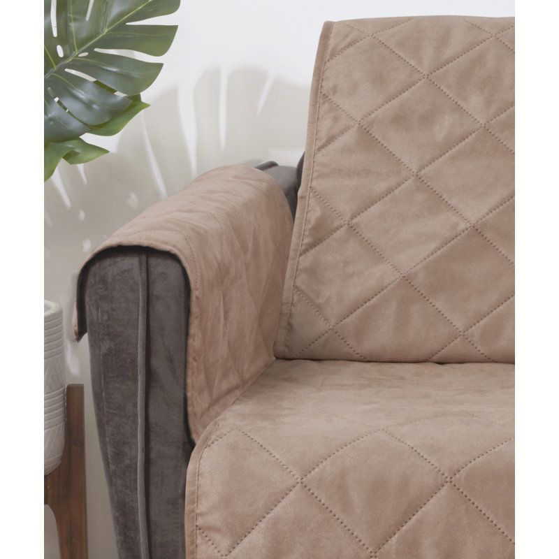 Alyssia Polyester Box Cushion Sofa Slipcover, Natural