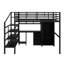 Lit mezzanine double en métal avec ensemble de table et garde-robe