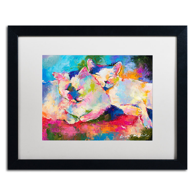 " Mac & Jack " by Richard Wallich, 16" H x 20" W x 0.5" D, Black Framed, White