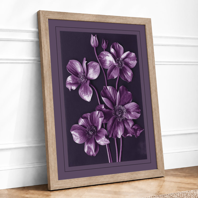 Purple Study Botanical - Framed Print, A3 - 42.0 x 29.7 cm, Oak
