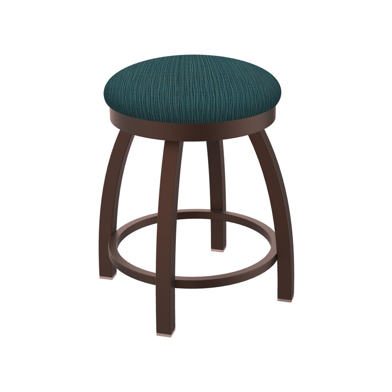 802 Misha Swivel Vanity Stool with Upholstered Seat, Bronze, Fabric-Graph Tidal