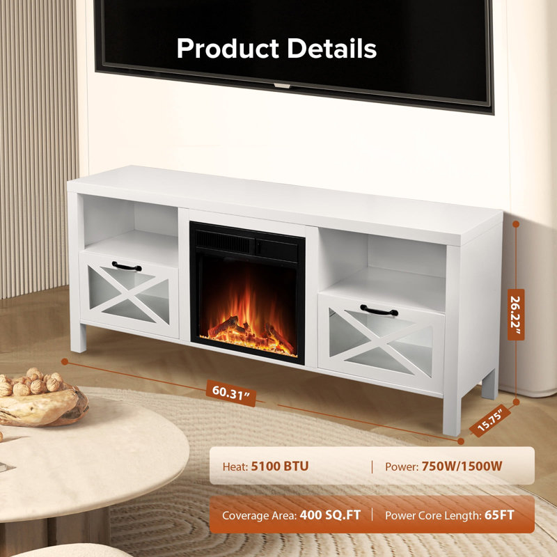 Entertainment Center for TVs up to 24" with Fireplace Included