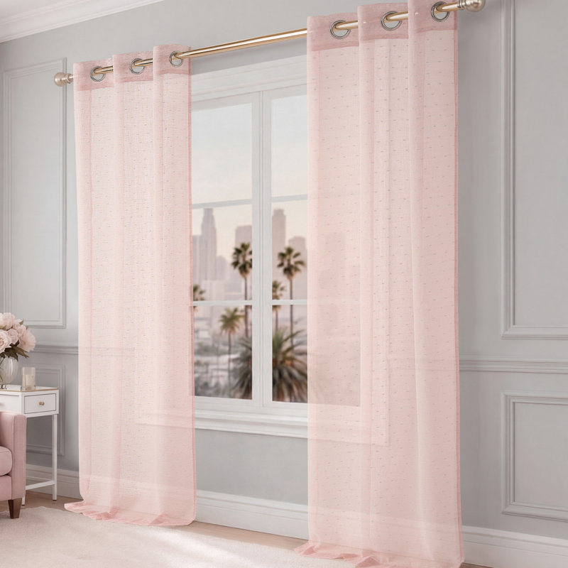 Juicy Couture Aurora Sheer Window Curtains, Blush Pink, 2-Panel Sets