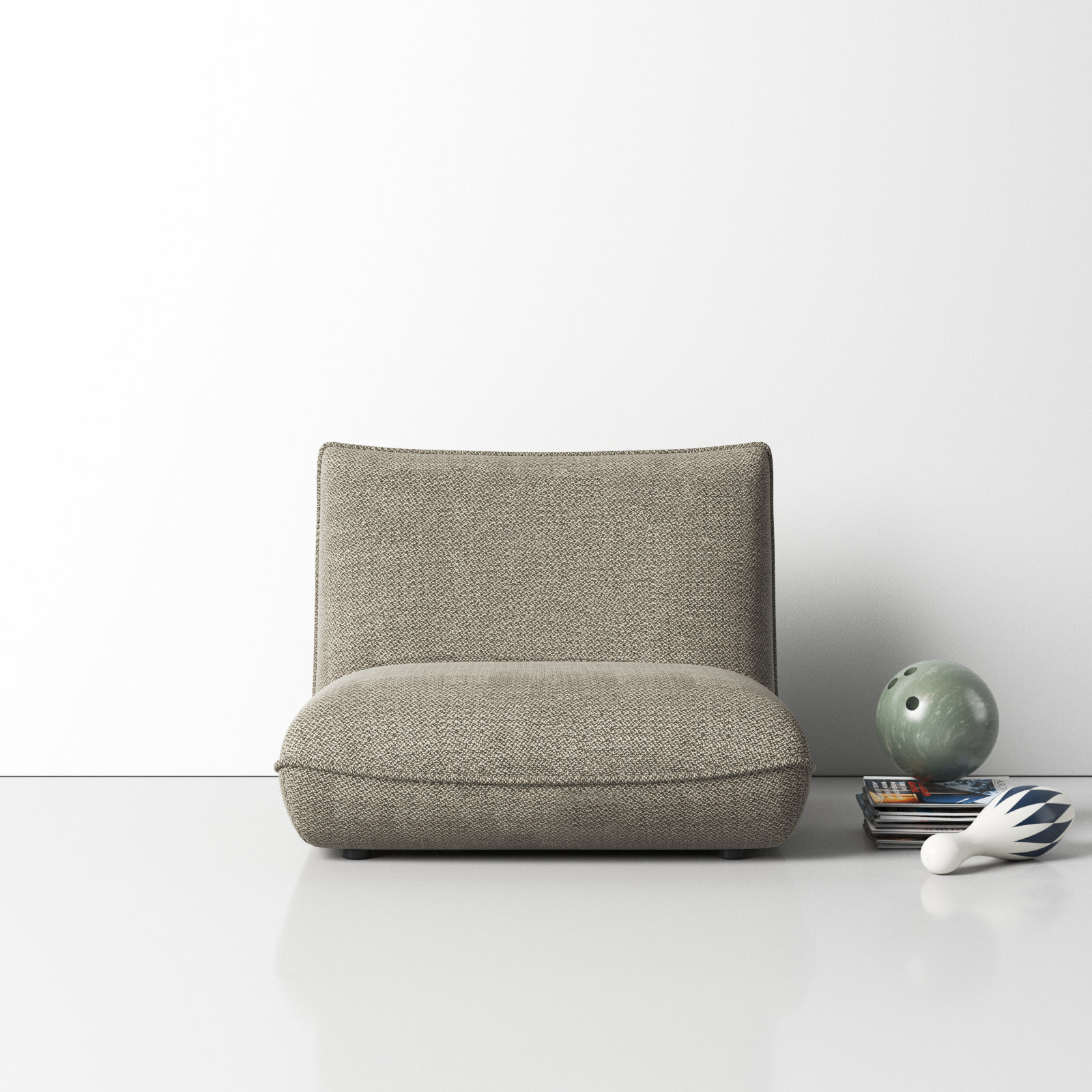 Douglass Upholstered Slipper Chair, Gray Polyester Blend