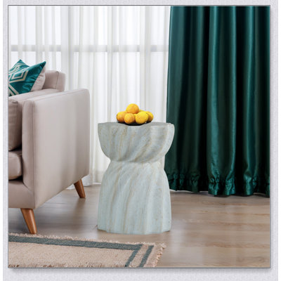 Table de bout d'extérieur en ciment pour patio et jardin, décor en faux terrazzo, table d'appoint ronde moderne, durable et résistante aux intempéries