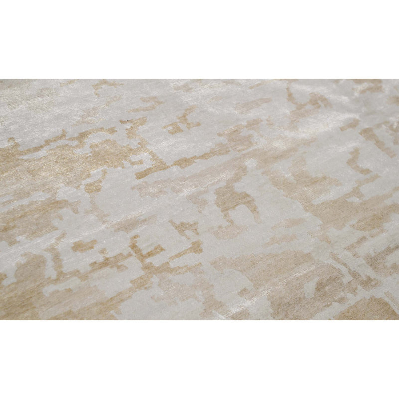 Wool Abstract Area Rug in White