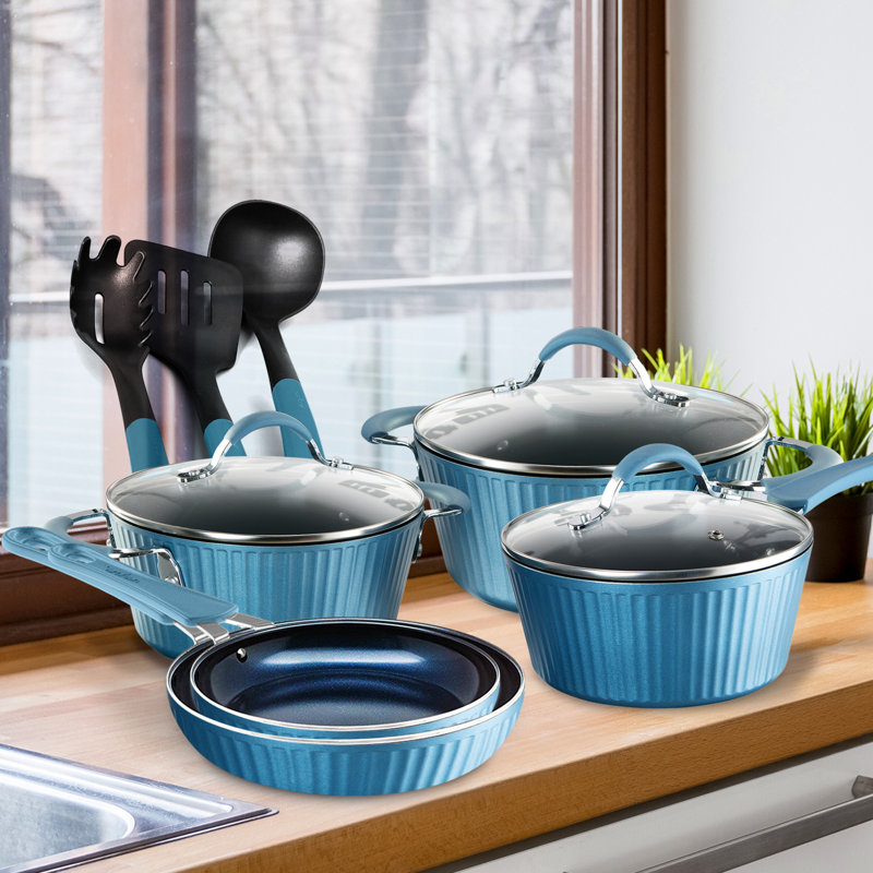 11 - Piece Non-Stick Enameled Cast Iron Cookware Set