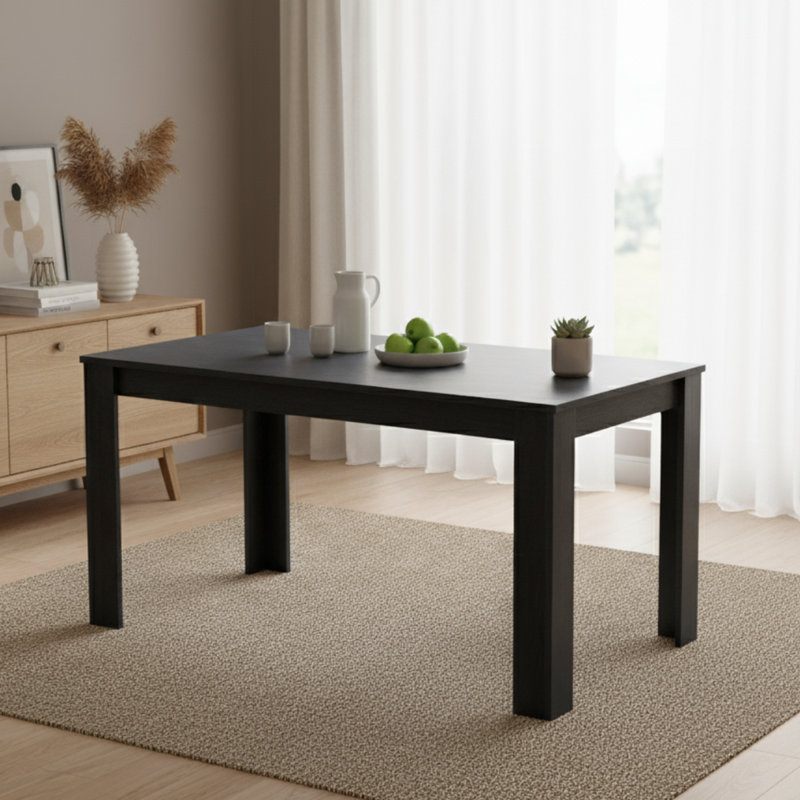  Dining Table Set with 4 Plastic Chairs Modern Dining Furniture, White, 75cm H x 117cm W x 77cm D