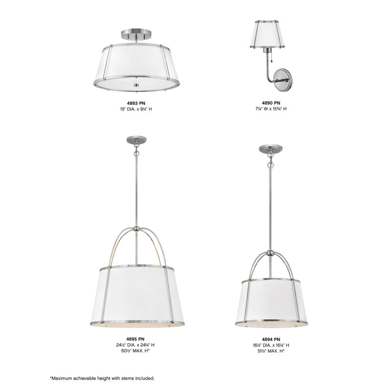 Clarke 4 - Light Shaded Geometric Chandelier, Polished Nickel