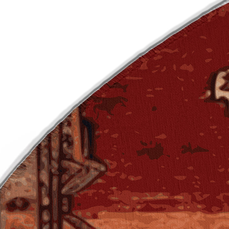 Tapis turc intérieur et extérieur brun, Rond 5 pi