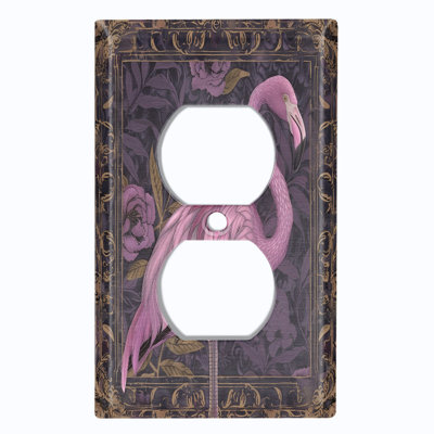 Metal Light Switch Plate Cover; US Standard Size 4 Gang Toggle - Rustic Flamingo