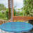 Ebern Designs Blue Mandala Fitted Round TableclTablecloth Aqua Blue and White 77072-59702607