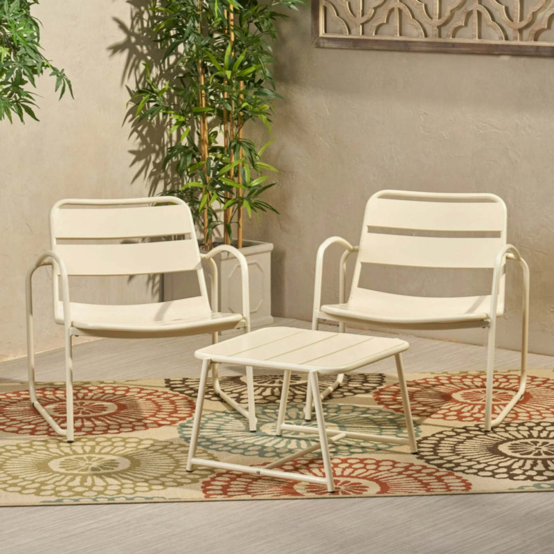 Ensemble de conversation moderne avec cadre en métal durable et conception à lattes ouvertes pour la détente du patio