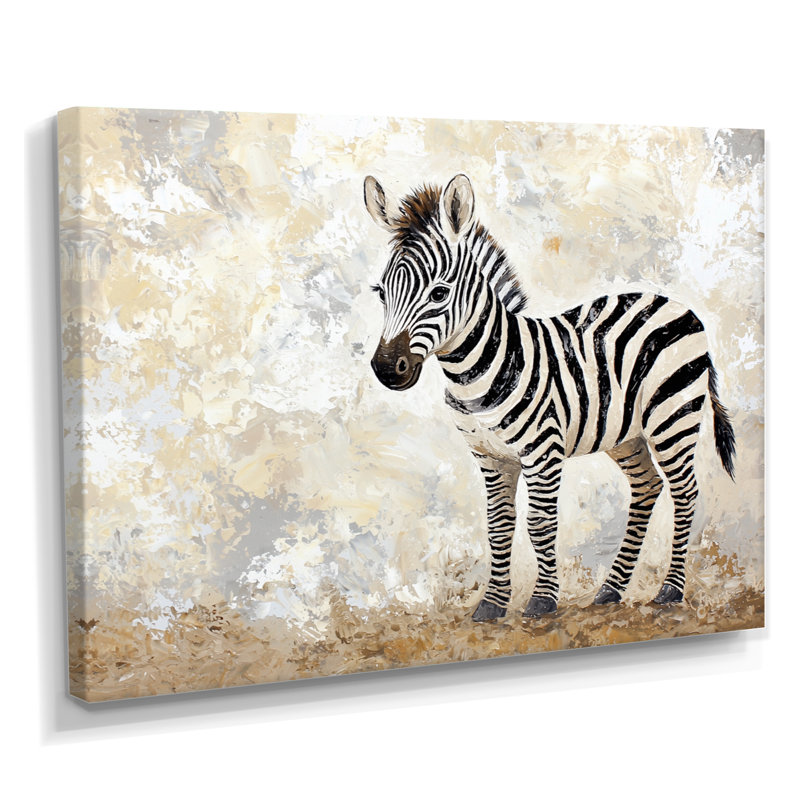 Zèbre minimaliste rayé «Play I», impression murale zébrée, H 12 po x l 20 po, Toile tendue, Ne s’applique pas