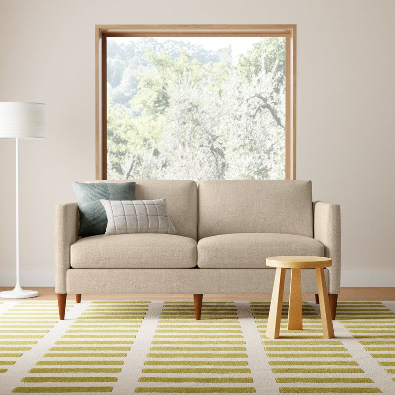 Clifford 87" Upholstered Custom Sofa, Nomad Eggshell Crypton® Chenille