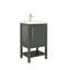 Meuble-lavabo sur pied vert sauge foncé vintage de 20 pouces avec lavabo en céramique pour petite salle de bain