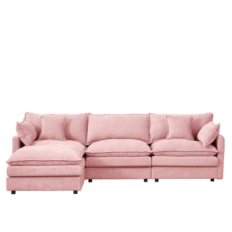 Comfy Modular Sectional Sofa L-Shaped Cloud Couch with Ottoman