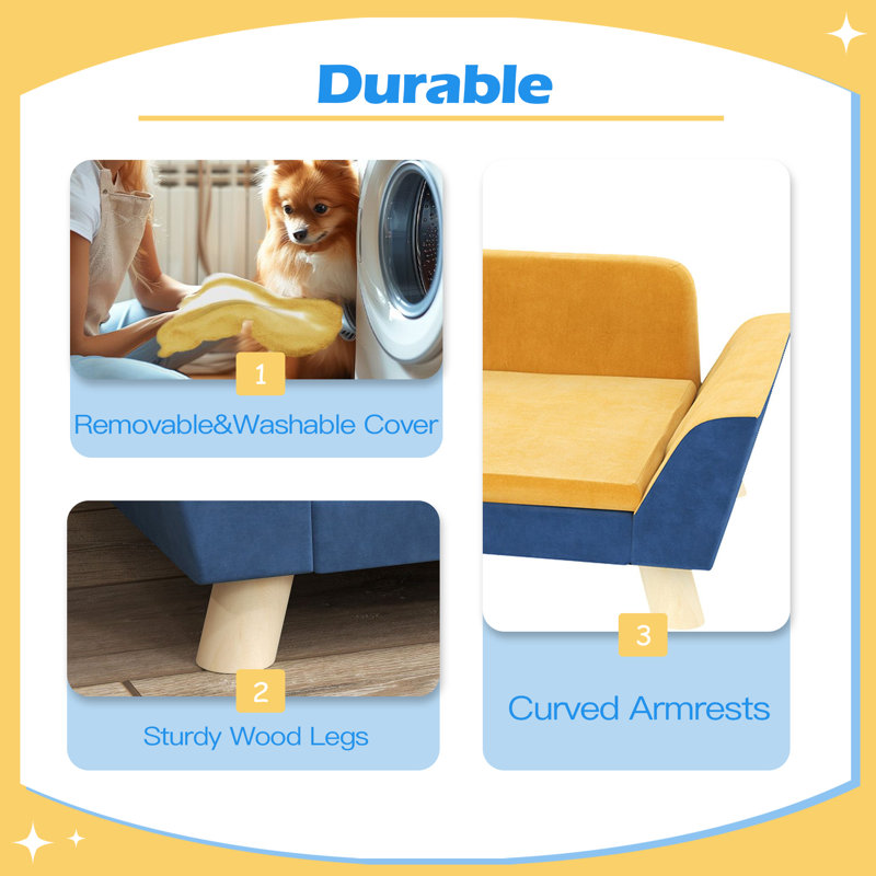 Canapé-lit pour chien pour petits chiens avec coussin souple, housse lavable et patins antidérapants