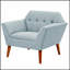 Fauteuil lounge capitonné en polyester bleu pâle à 4 pieds, idéal pour lire et se détendre dans n'importe quelle pièce.-51900709