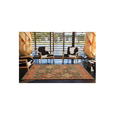 Orange Themed Multicolor Traditional Floral Patterned Vintage Decorative Washable Rug