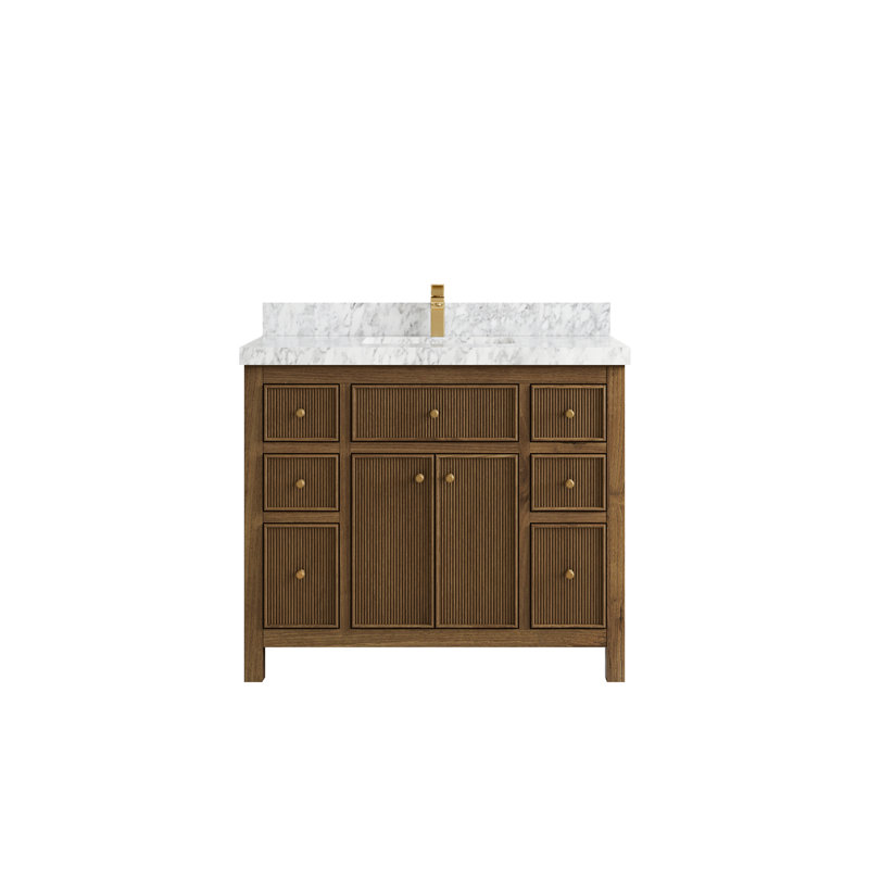 Ensemble de meuble-lavabo simple 42 po, Marbre de Carrare