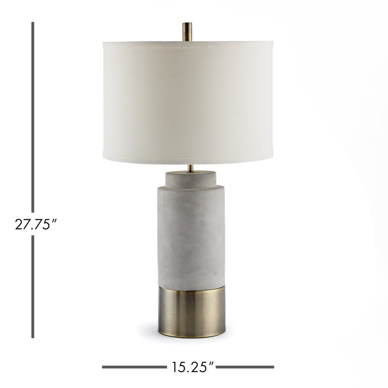 Zigler Concrete and Brass Accent Cylinder Table Lamp in Natural Concrete/Antique Bronze