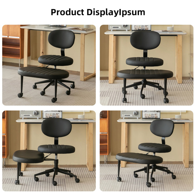 Ergonomic Office Chair For Adults, Multi-position Cross Legged Swivel Desk Chair With Back Support And Rolling Base For Meditation, Adhd & Fidgeting