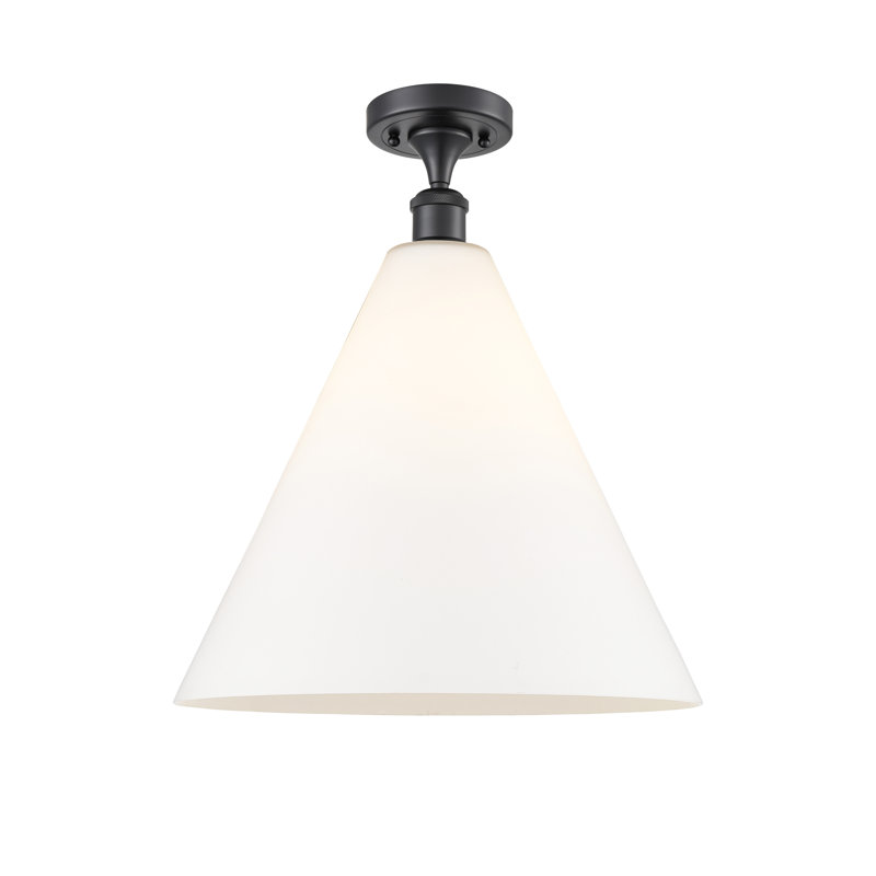 Plafonnier semi-encastré 1 lumière Anastasiea, Noir mat, Blanc mat, H 18,75 po x l 16 po x P 16 po