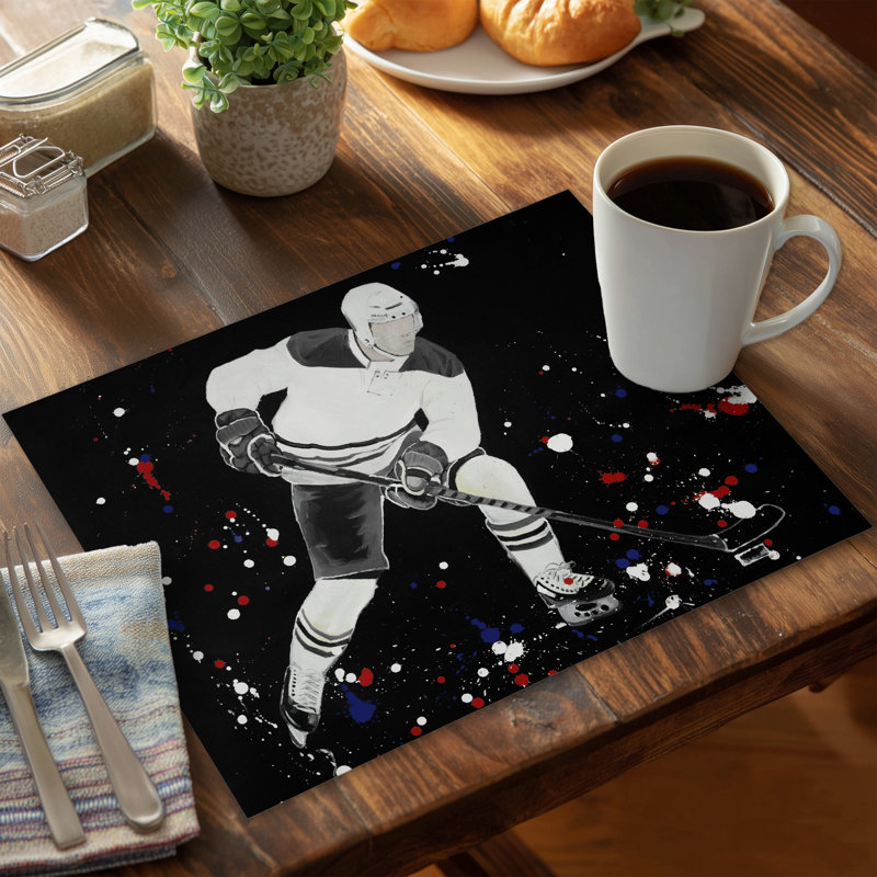 Napperon de hockey en polyester bleu | Sports Home Decor