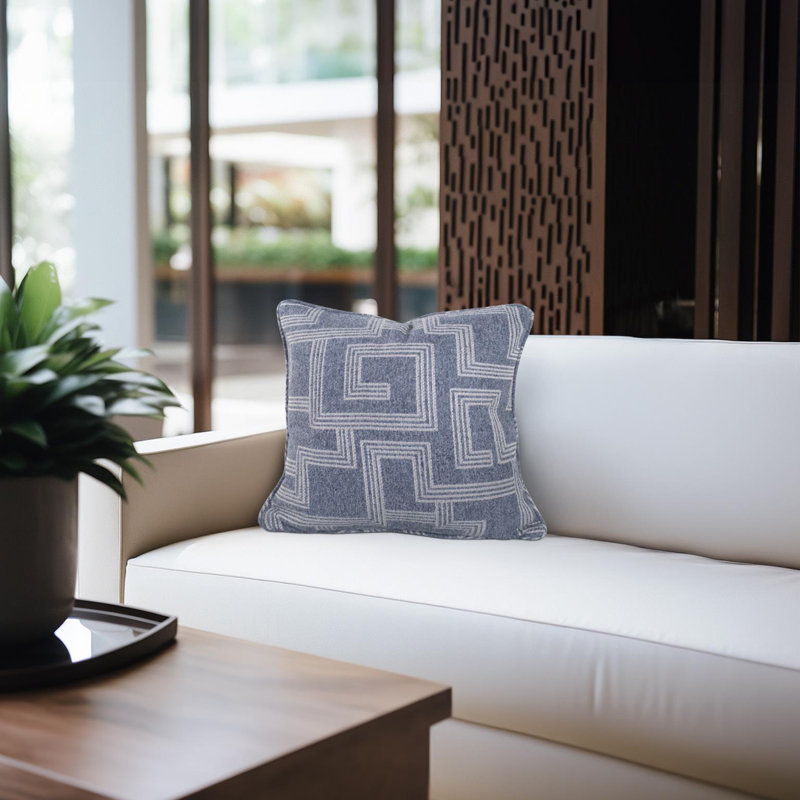 Indoor/Outdoor Pillow Syros Fog, 20"H x 20"W, Gray Striped, Square