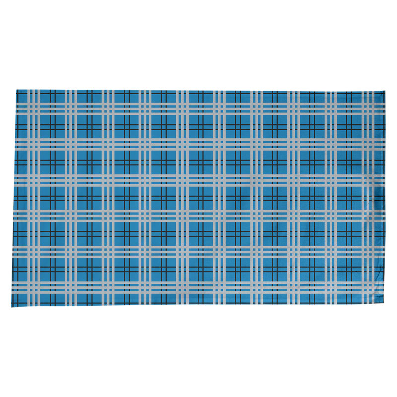 Nappe en mélange de coton à carreaux, Bleu Honolulu / noir / argent
