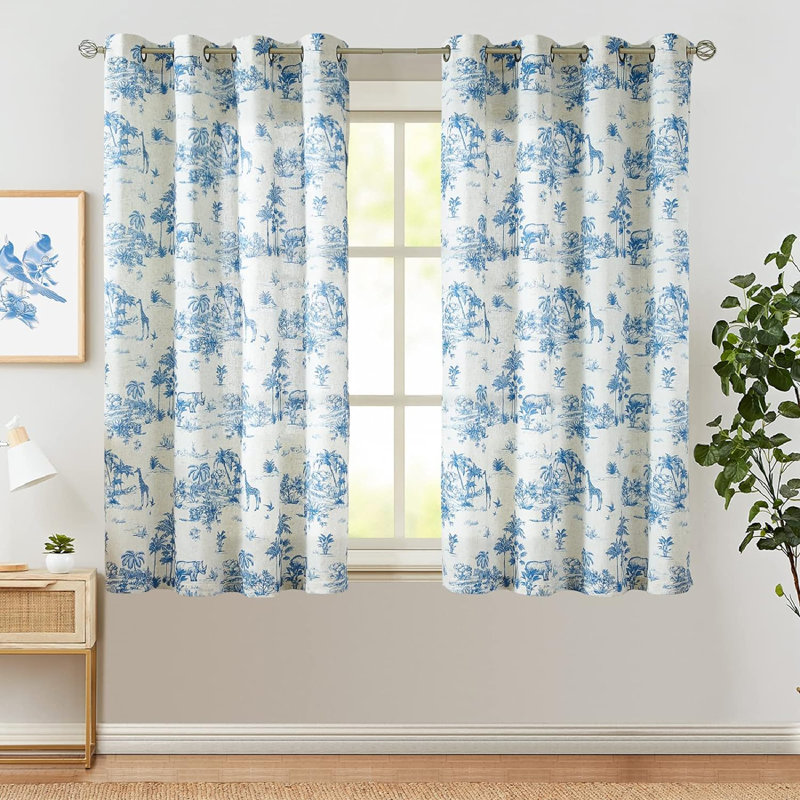 Nesha Semi Sheer Curtain Panel Pair, 50" W x 63" L, Black