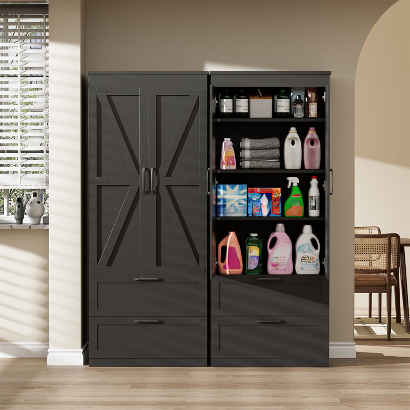 Armoire de cuisine de 71 po de hauteur, armoire de rangement avec tablette réglable et tiroirs pour la cuisine et le salon